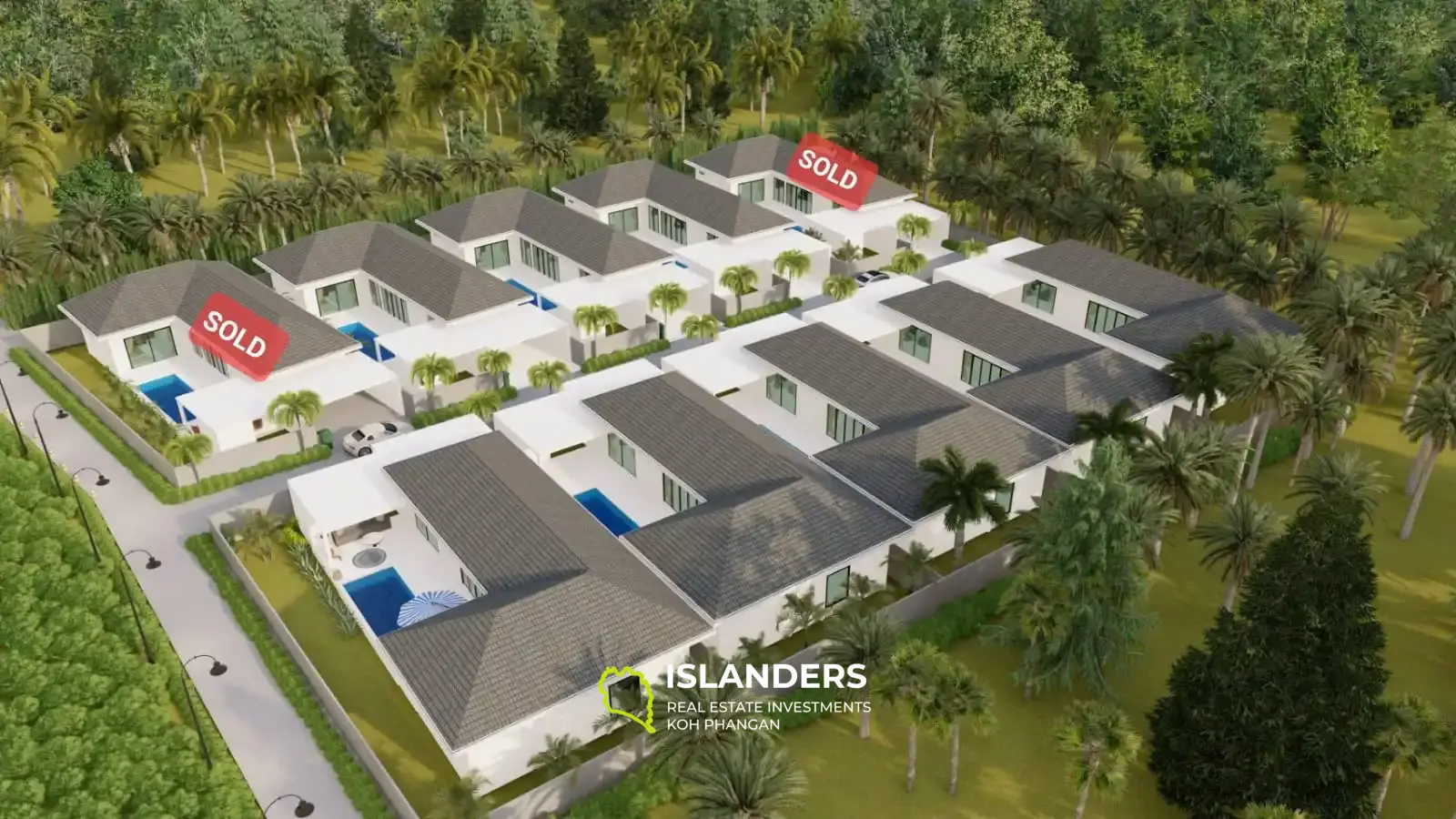 3 bedroom, 3 bathroom lease hold pool villas development in Lamai.