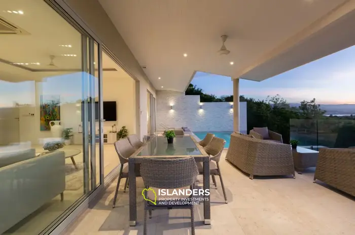 4-bdrm pool villa with panoramic views of the bay and sea (Bophut)