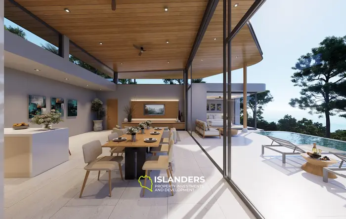Three-bdrm pool villa with see view, large windows and a sitting area (Plai Laem)