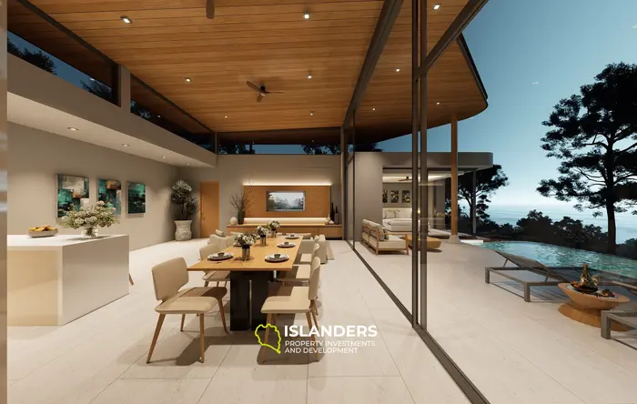 Three-bdrm pool villa with see view, large windows and a sitting area (Plai Laem)