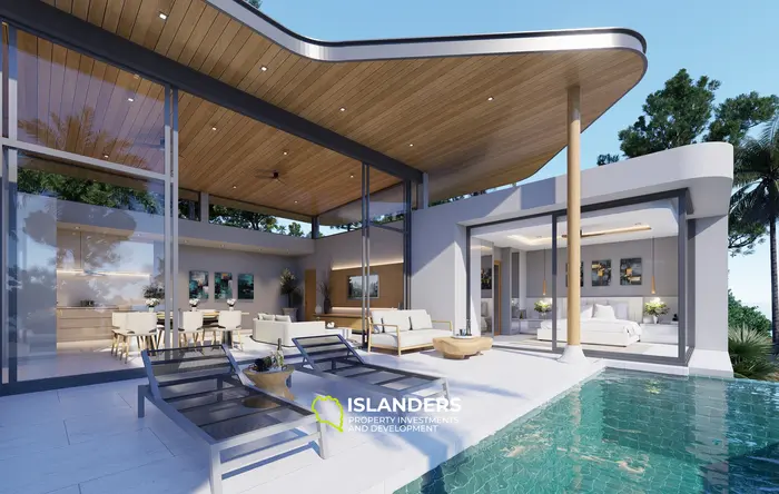 Three-bdrm pool villa with see view, large windows and a sitting area (Plai Laem)