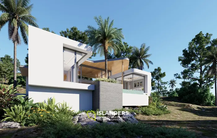 Three-bdrm pool villa with see view, large windows and a sitting area (Plai Laem)