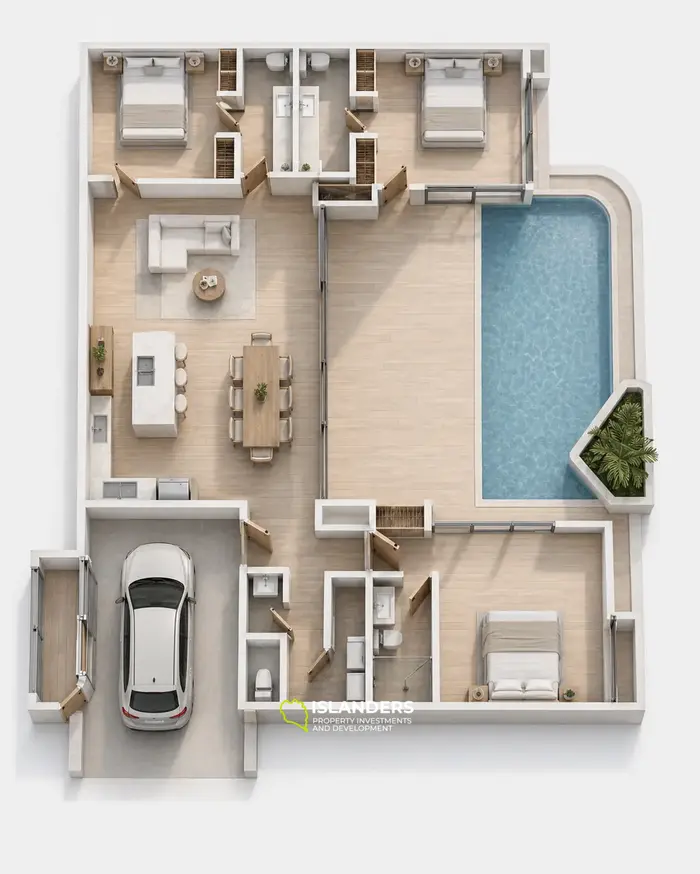 Three-bdrm pool villa with see view, large windows and a sitting area (Plai Laem)