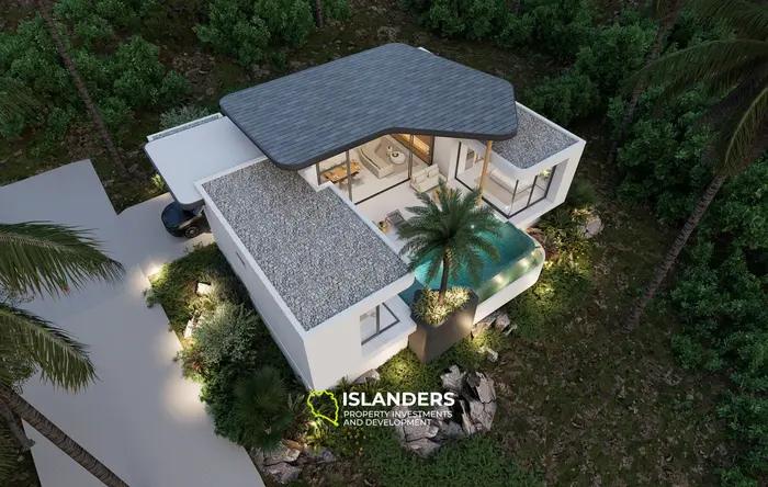 Three-bdrm pool villa with see view, large windows and a sitting area (Plai Laem)