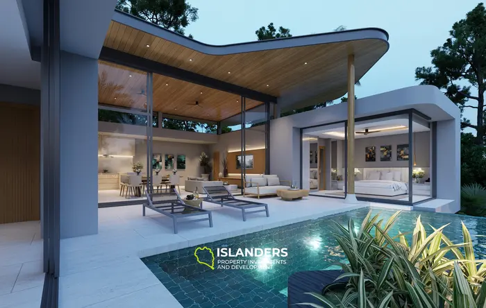 Three-bdrm pool villa with see view, large windows and a sitting area (Plai Laem)