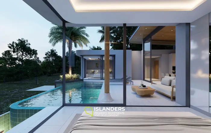 Three-bdrm pool villa with see view, large windows and a sitting area (Plai Laem)