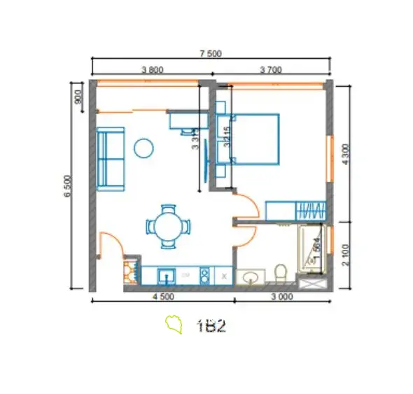 One-bdrm apartment in a modern residential complex (Bophut)