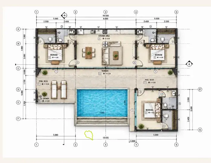 3-bdrm tropical pool villa with a large plot (Maenam)