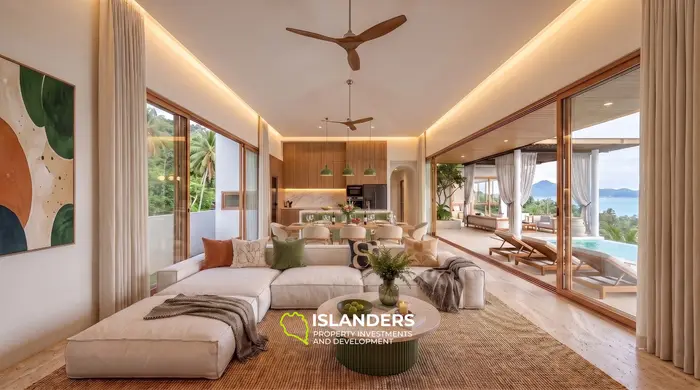 3-bdrm hillside villa with a pool and sea view (Lamai)