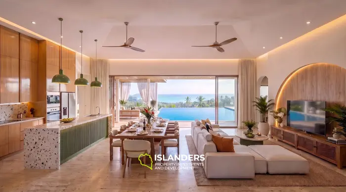 3-bdrm hillside villa with a pool and sea view (Lamai)