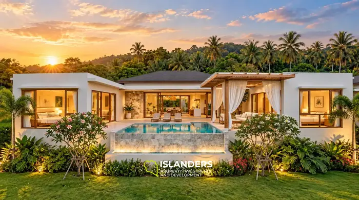 3-bdrm hillside villa with a pool and sea view (Lamai)