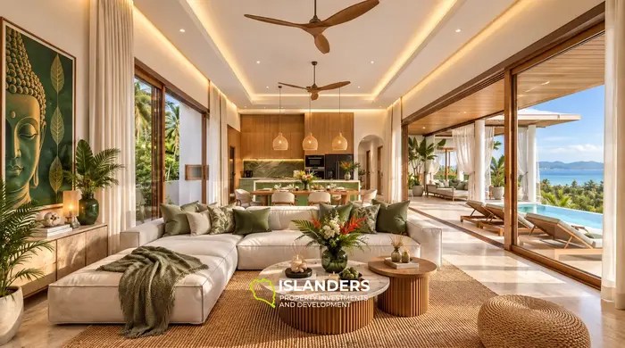 3-bdrm hillside villa with a pool and sea view (Lamai)