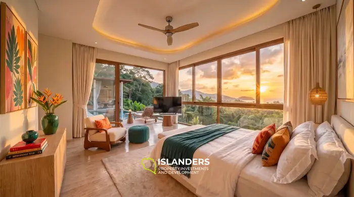 3-bdrm hillside villa with a pool and sea view (Lamai)