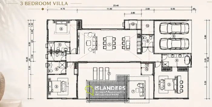 3-bdrm hillside villa with a pool and sea view (Lamai)