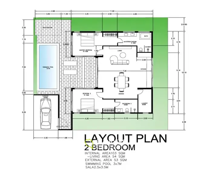 2-bdrm tropical pool villa with a palm-filled garden (Maenam)