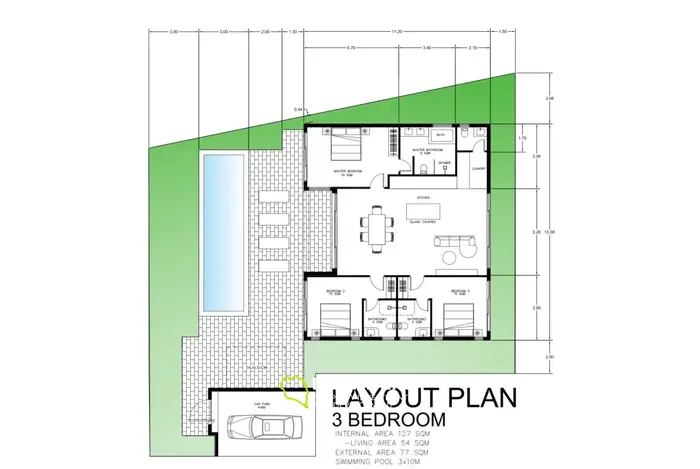 3-bdrm pool villal just 200 meters from the beach (Maenam)