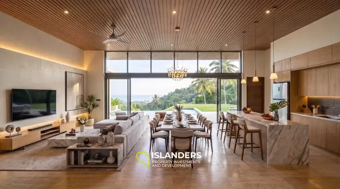 Comfortable 2-bdrm pool villa with views of the sea and tropical surroundings (Chaweng)