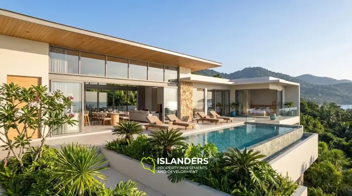 Comfortable 2-bdrm pool villa with views of the sea and tropical surroundings (Chaweng)