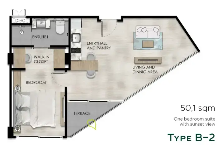 Appartement 2 pièces neuf idéalement décoré dans une résidence de standing