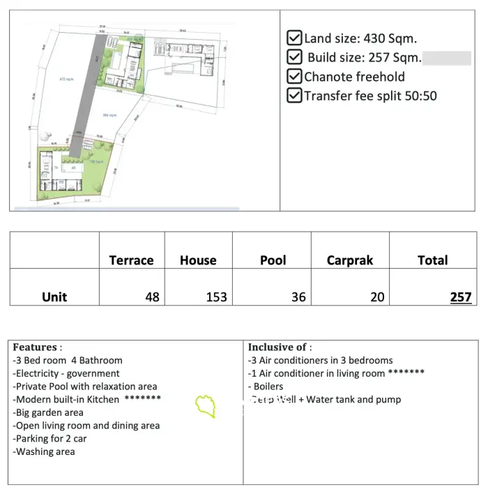 Villa avec piscine de 3 chambres (projet sur plan)