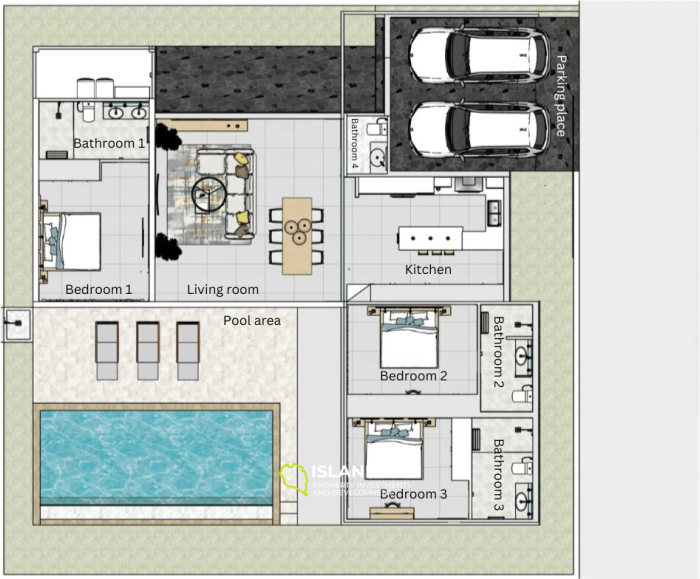 Modern pool villa 3 bdrm with open plan and high ceilings