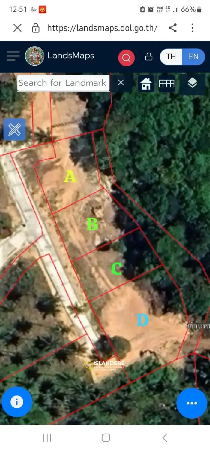 Chaweng Noi in der Nähe der Ringstraße 500 Meter 488 qm (3 Grundstücke) Preis 3,2 ml