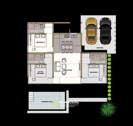 Komfortable 3-Schlafzimmer-Poolvilla in einem Wohnkomplex mit allen Annehmlichkeiten