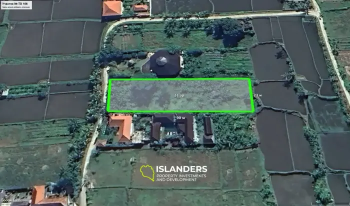 الأرض في بالي في منطقة أوبود رقم TD 107 21 بمساحة (21 فدان). عقد إيجار لمدة 30 عامًا.