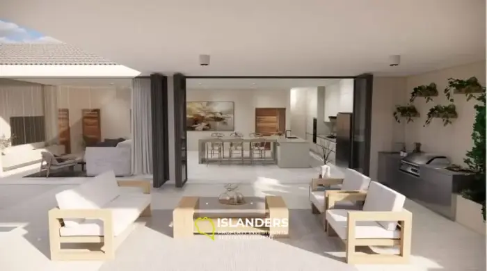 Villa moderne avec 3 chambres, grand terrain et vue sur la mer.