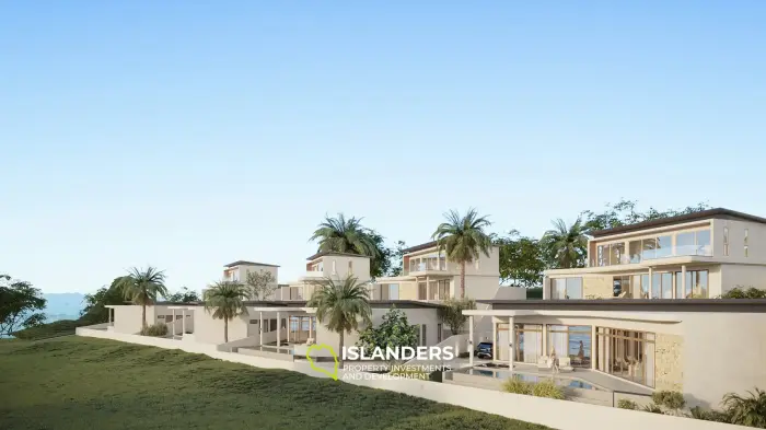 Villa de plain-pied avec piscine, 3 chambres, vue sur la mer et la forêt tropicale.