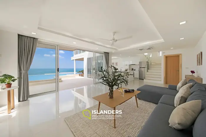 Geräumige 4-Zimmer-Villa mit Pool mit Blick auf die Berge und das Meer.