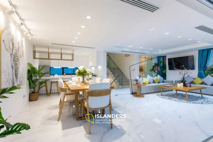 Villa dúplex con piscina de 3 habitaciones, amueblada y con vista al océano.