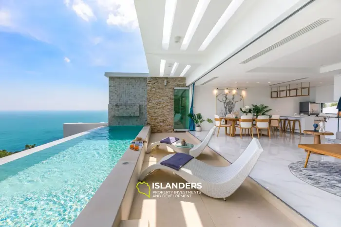 Villa dúplex con piscina de 3 habitaciones, amueblada y con vista al océano.