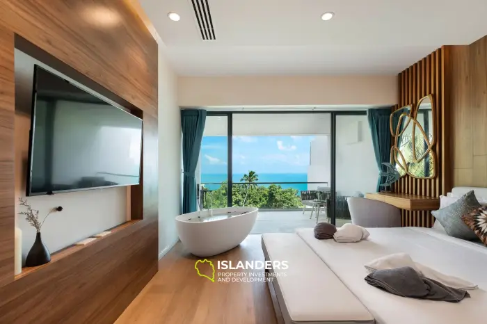 Villa dúplex con piscina de 3 habitaciones, amueblada y con vista al océano.