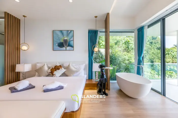 Villa dúplex con piscina de 3 habitaciones, amueblada y con vista al océano.