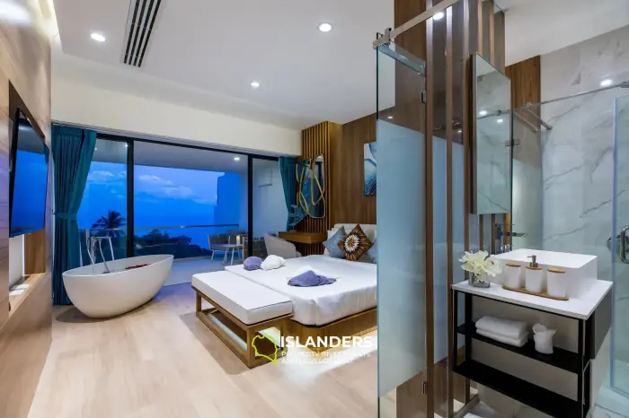 Villa dúplex con piscina de 3 habitaciones, amueblada y con vista al océano.