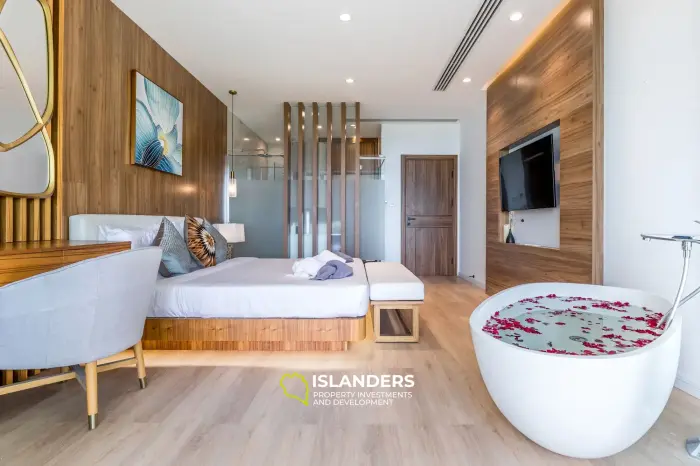 Villa dúplex con piscina de 3 habitaciones, amueblada y con vista al océano.