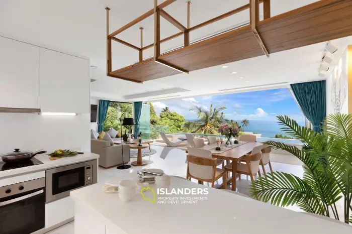 Villa dúplex con piscina de 3 habitaciones, amueblada y con vista al océano.