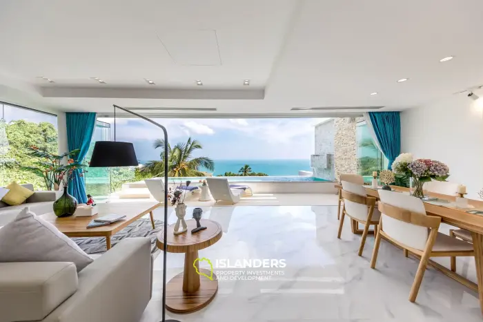 Villa dúplex con piscina de 3 habitaciones, amueblada y con vista al océano.