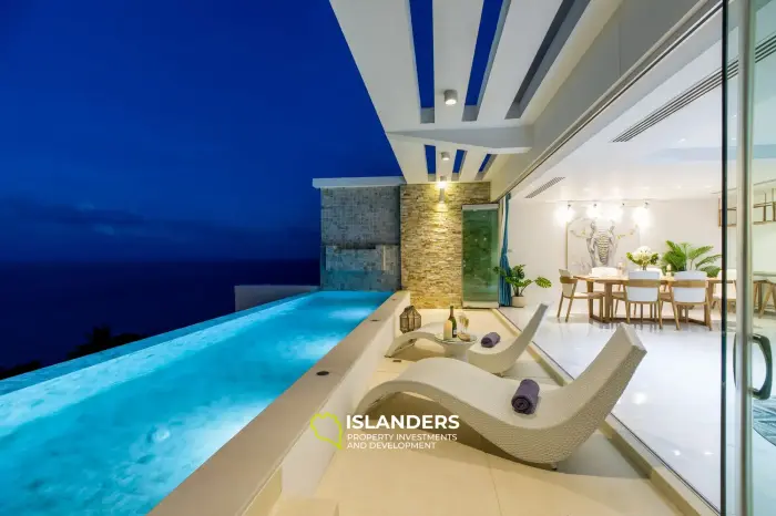 Villa dúplex con piscina de 3 habitaciones, amueblada y con vista al océano.