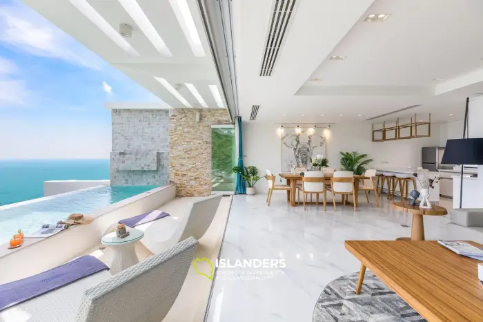 Villa dúplex con piscina de 3 habitaciones, amueblada y con vista al océano.