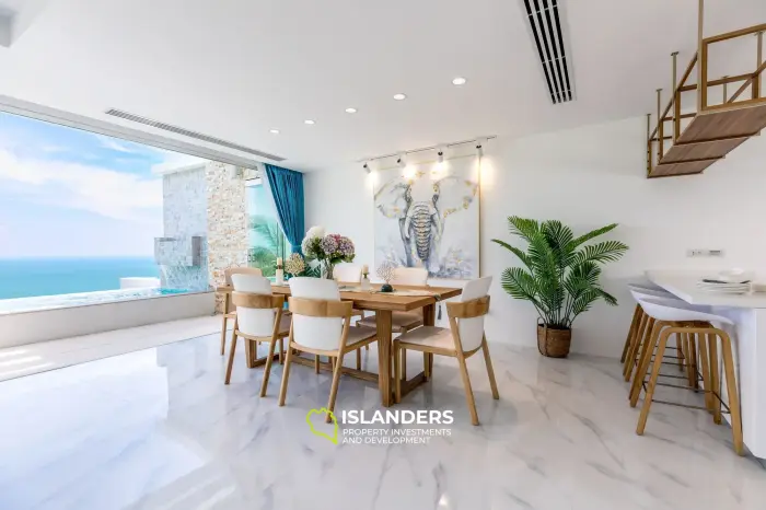 Villa dúplex con piscina de 3 habitaciones, amueblada y con vista al océano.