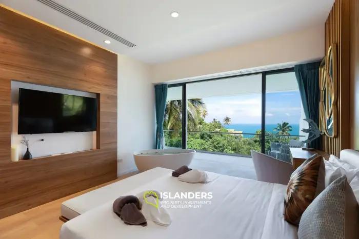 Villa dúplex con piscina de 3 habitaciones, amueblada y con vista al océano.