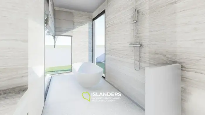 Moderna villa con piscina de 3 habitaciones + oficina rodeada de cocoteros.