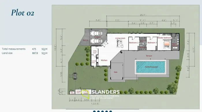 Moderna villa con piscina de 3 habitaciones + oficina rodeada de cocoteros.