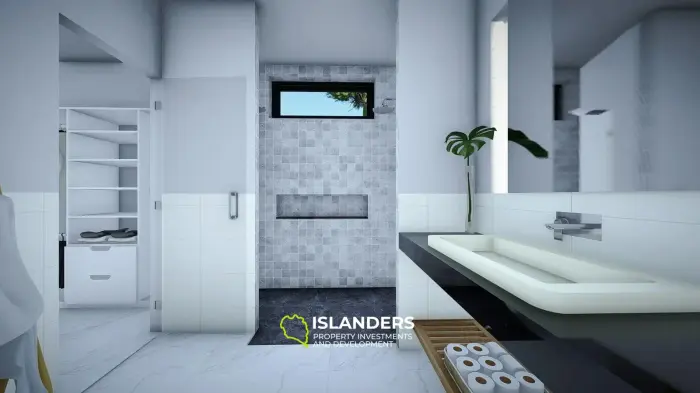 Moderna villa con piscina de 3 habitaciones + oficina rodeada de cocoteros.
