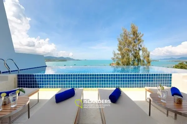 Villa moderne de 3 chambres avec piscine et vue panoramique sur la mer depuis les collines de Bangrak.