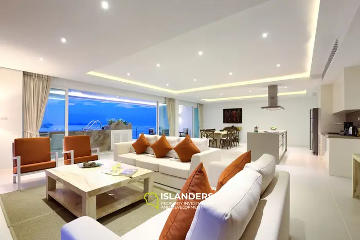 Panoramic penthouse 3 bdrm with pool and 180 degree sea view