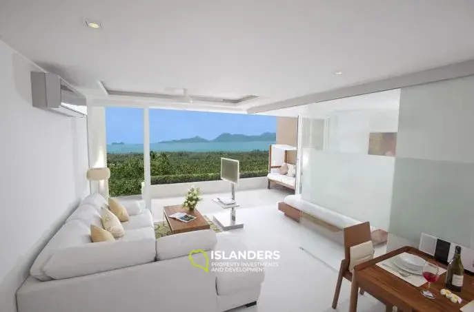 Appartement deux pièces avec piscine commune et vue sur la mer dans un complexe rénové (Bangpo)