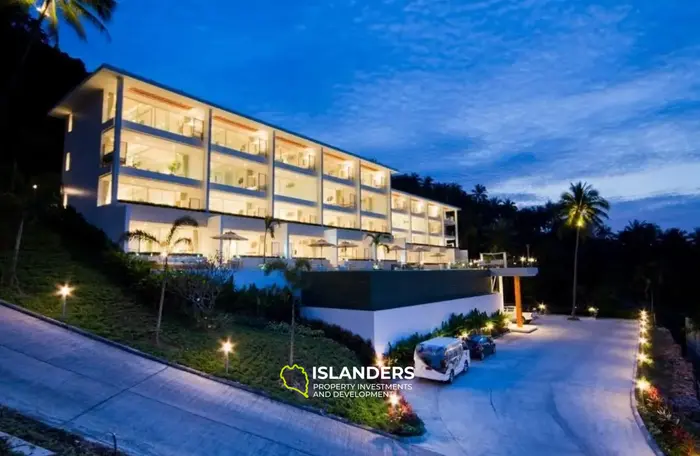 Appartement deux pièces avec piscine commune et vue sur la mer dans un complexe rénové (Bangpo)
